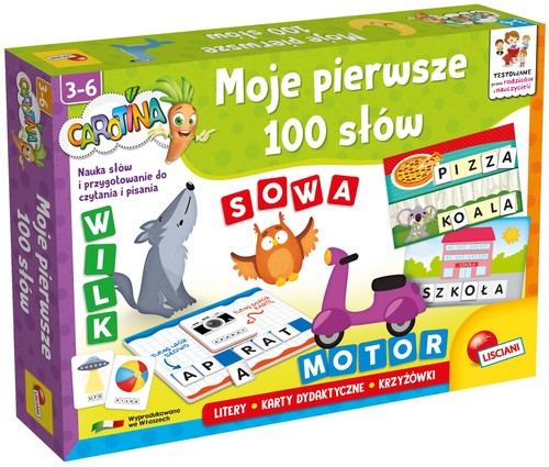 Zestaw edukacyjny Lisciani Carotina Moje pierwsze 100 słów z literkami i kartami