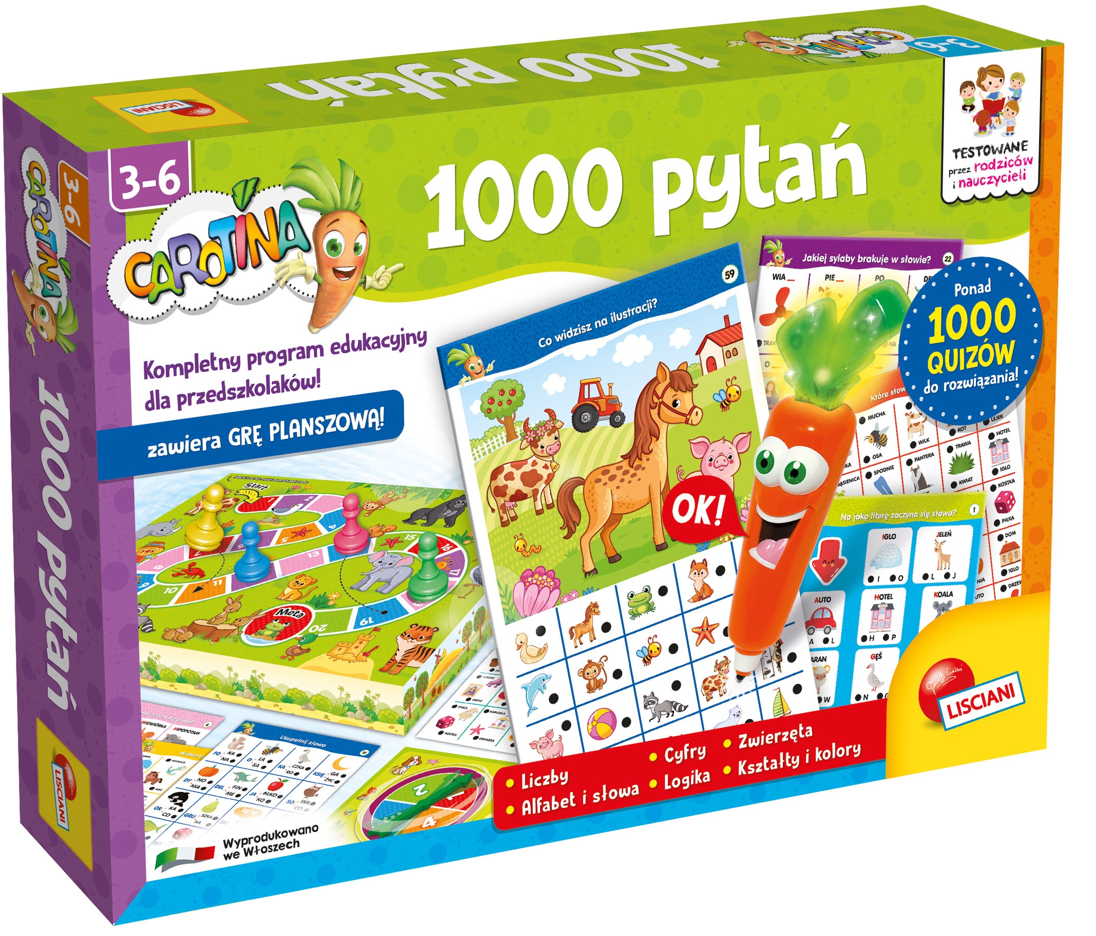 Interaktywna gra edukacyjna Lisciani Carotina 1000 Pytań dla dzieci 3-6 lat