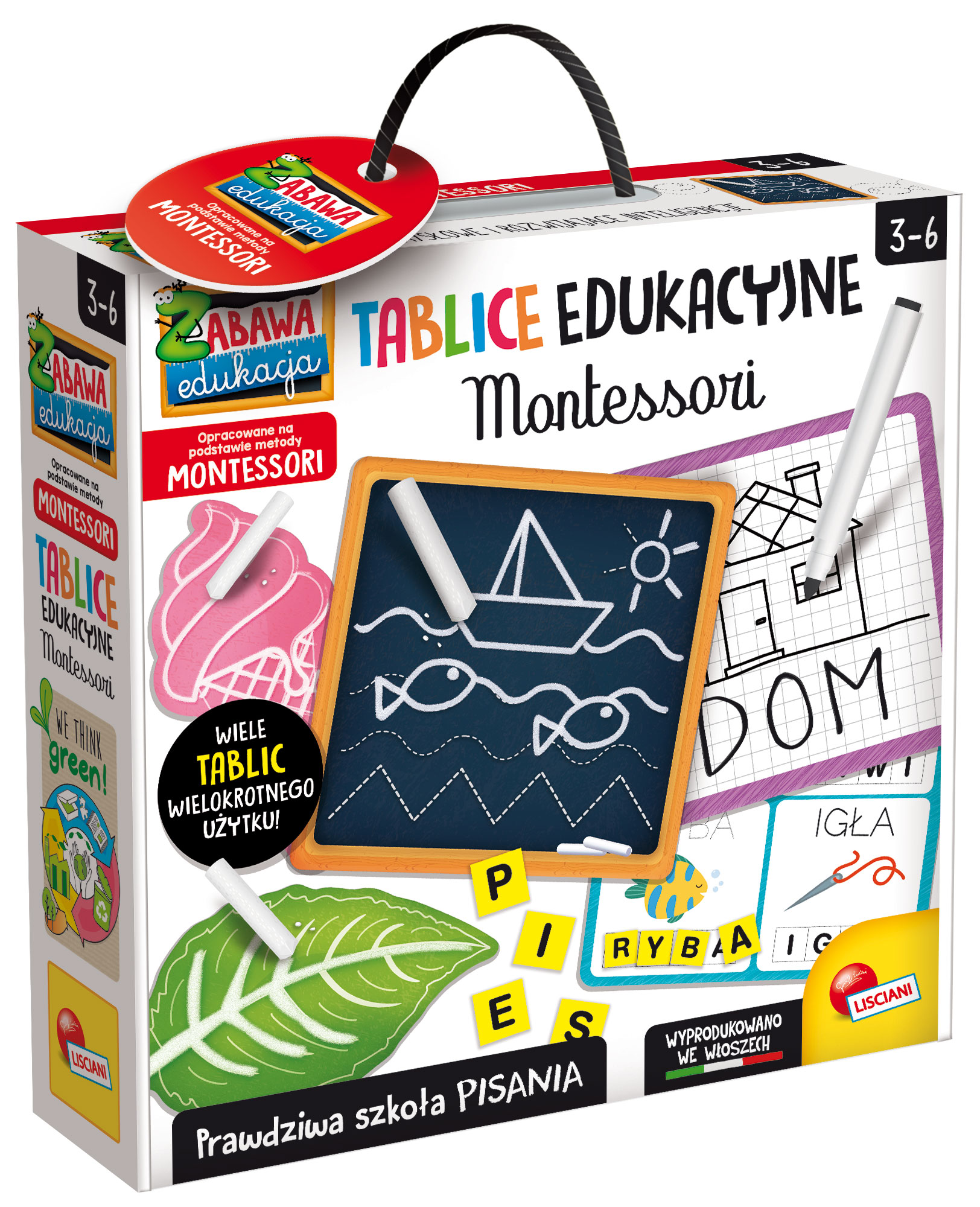 Zestaw tablic edukacyjnych Lisciani Montessori – różne rodzaje tablic wspierające naukę pisania i rysowania