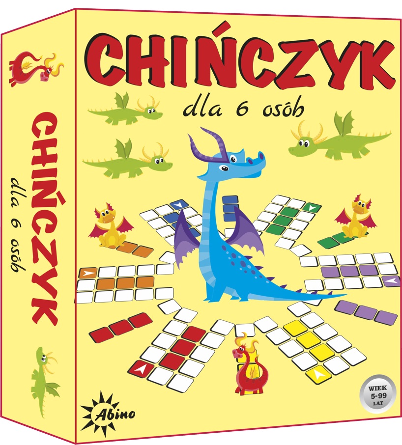 Chińczyk 6-osobowy ABINO - plansza do gry z grubą tekturą i 18 kolorowymi pionkami