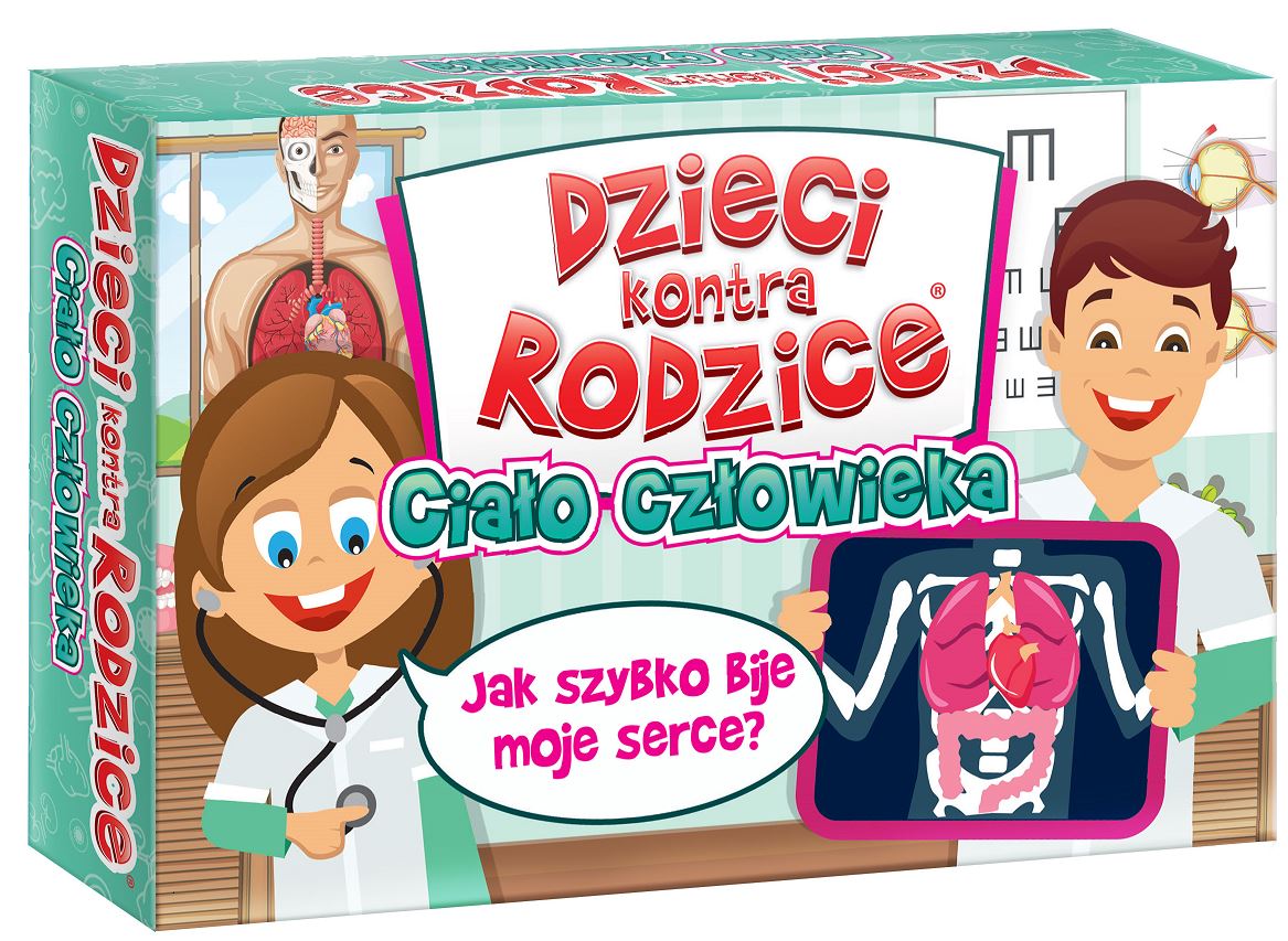 Rodzinna gra edukacyjna Dzieci kontra Rodzice Ciało Człowieka od KANGUR w kartonowym pudełku