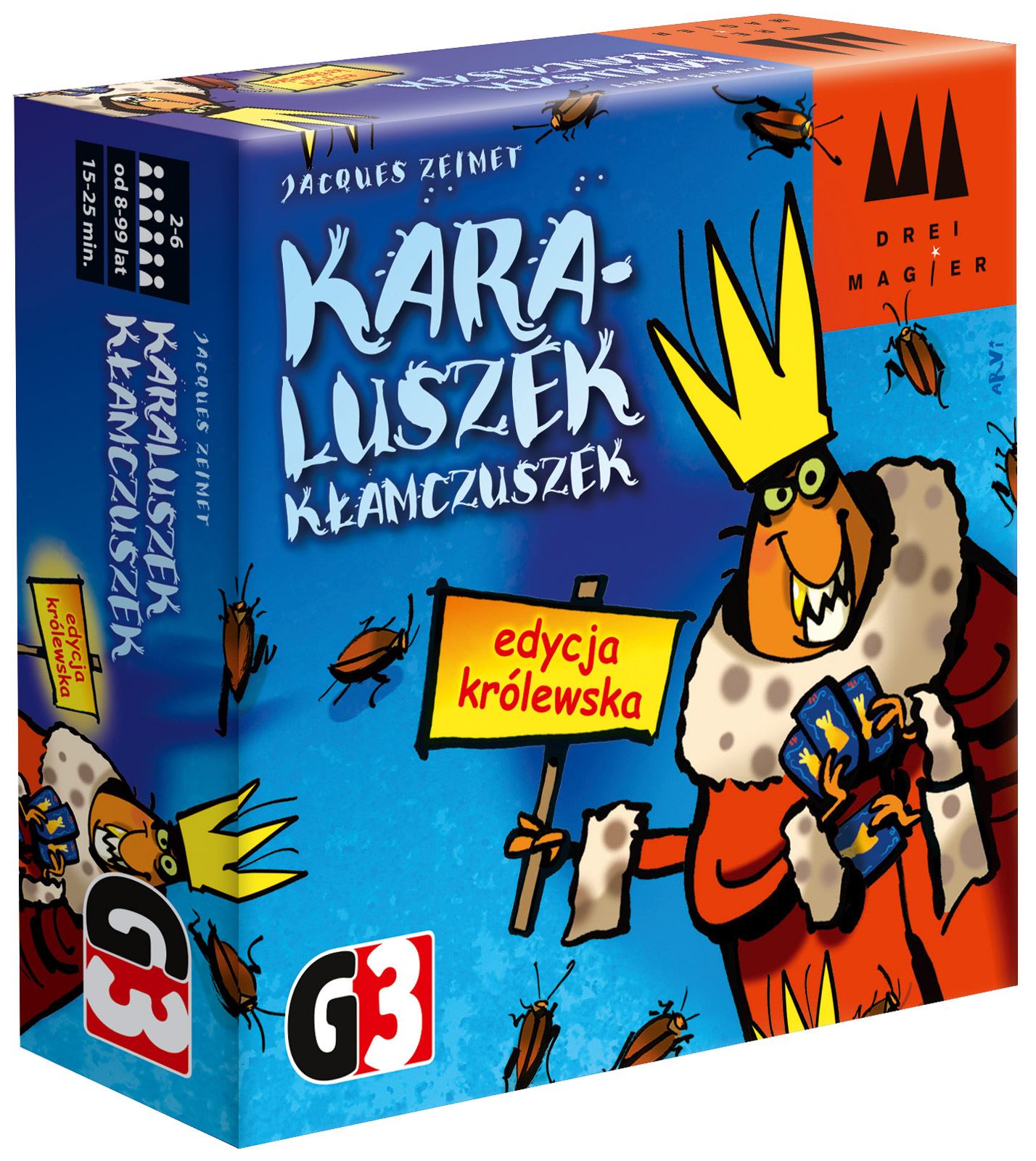 Karaluszek Kłamczuszek Edycja Królewska gra karciana G3 z 56 kartami zwierząt