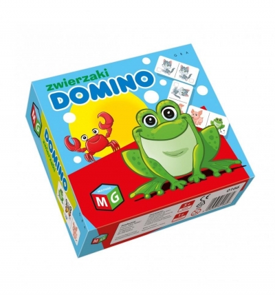 Kolorowe elementy gry Domino Zwierzaki MULTIGRA z obrazkami zwierząt