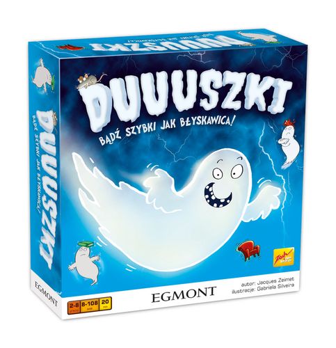 Duuuszki gra imprezowa Egmont PAP z kolorowymi drewnianymi figurkami i kartami