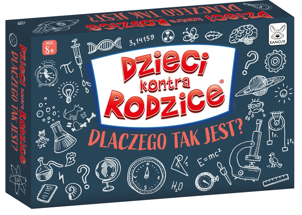 Rodzinna gra edukacyjna Dzieci kontra Rodzice – pudełko i karty KANGUR