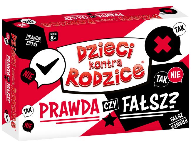 Karty gry Dzieci kontra Rodzice Prawda czy Fałsz? z pytaniami dla dzieci i rodziców