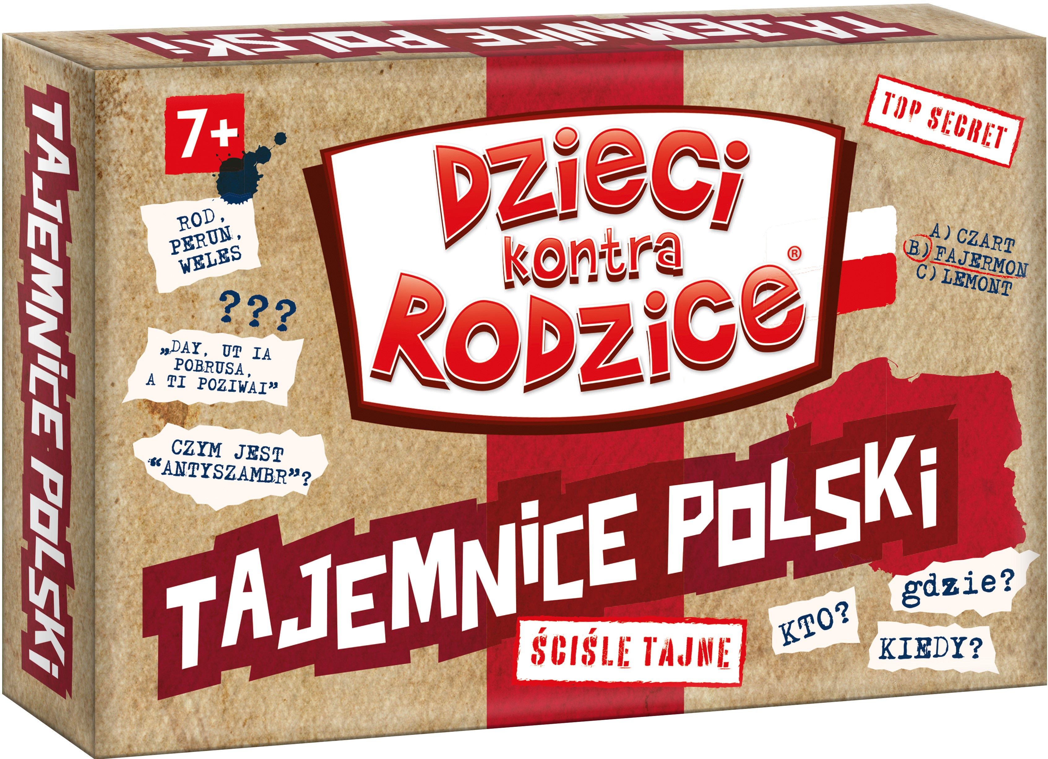 Rodzinna gra edukacyjna Dzieci kontra Rodzice Tajemnice Polski KANGUR z kartami pytań