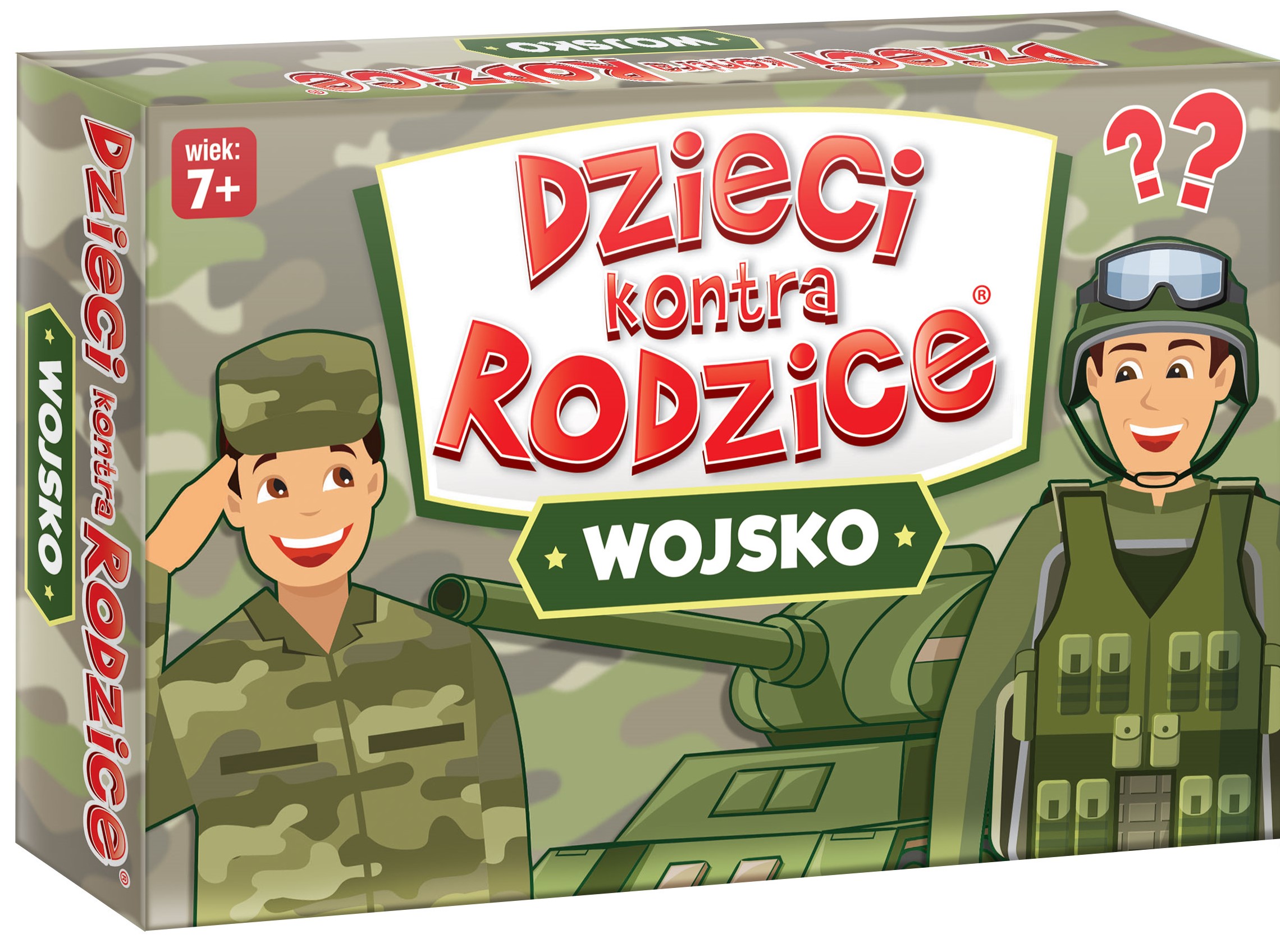 Zestaw kart do gry quizowej Dzieci kontra Rodzice Wojsko KANGUR z pytaniami o wojsku
