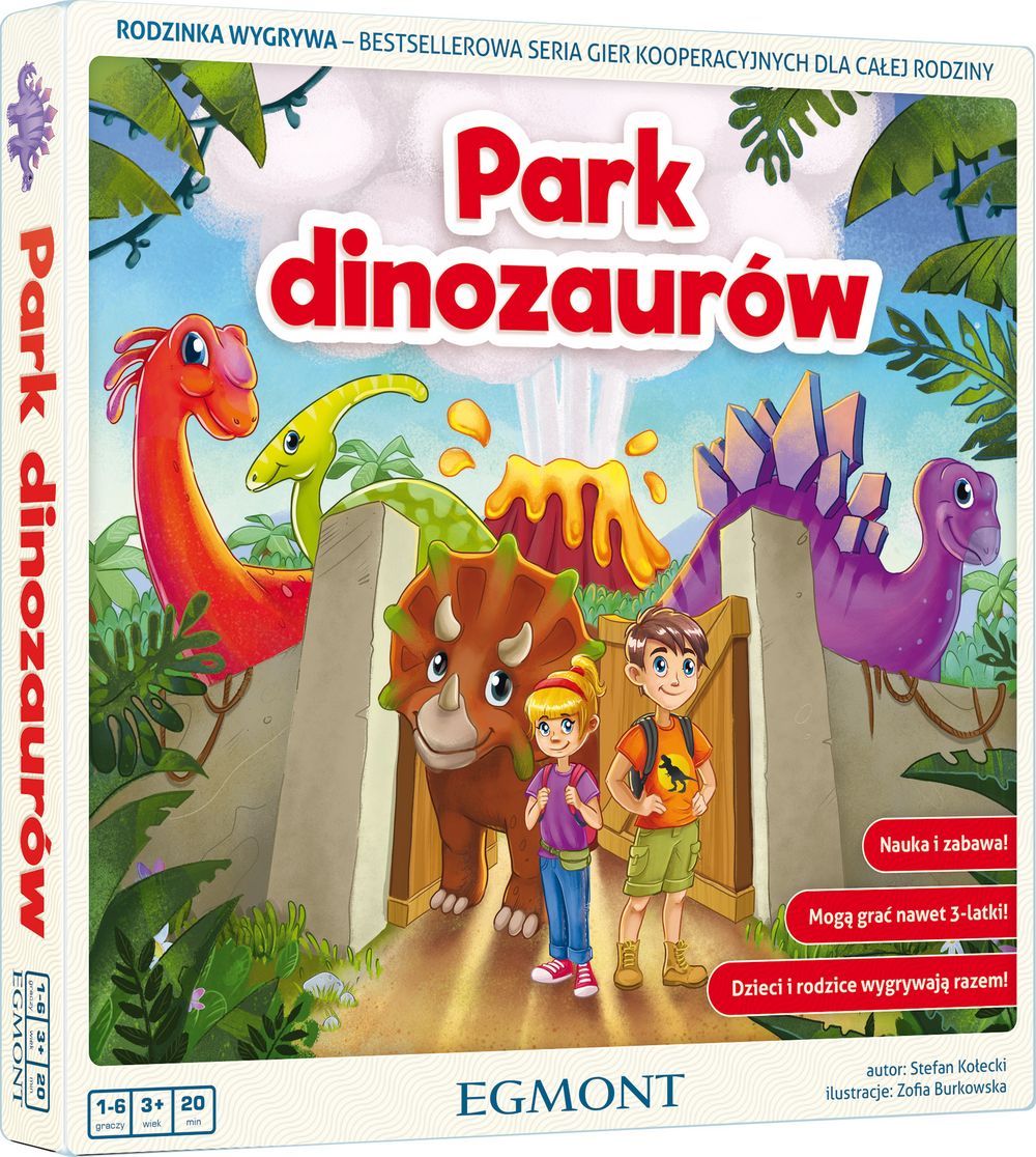 Kooperacyjna gra planszowa Park Dinozaurów Egmont PAP – plansza i elementy do ratowania dinozaurów