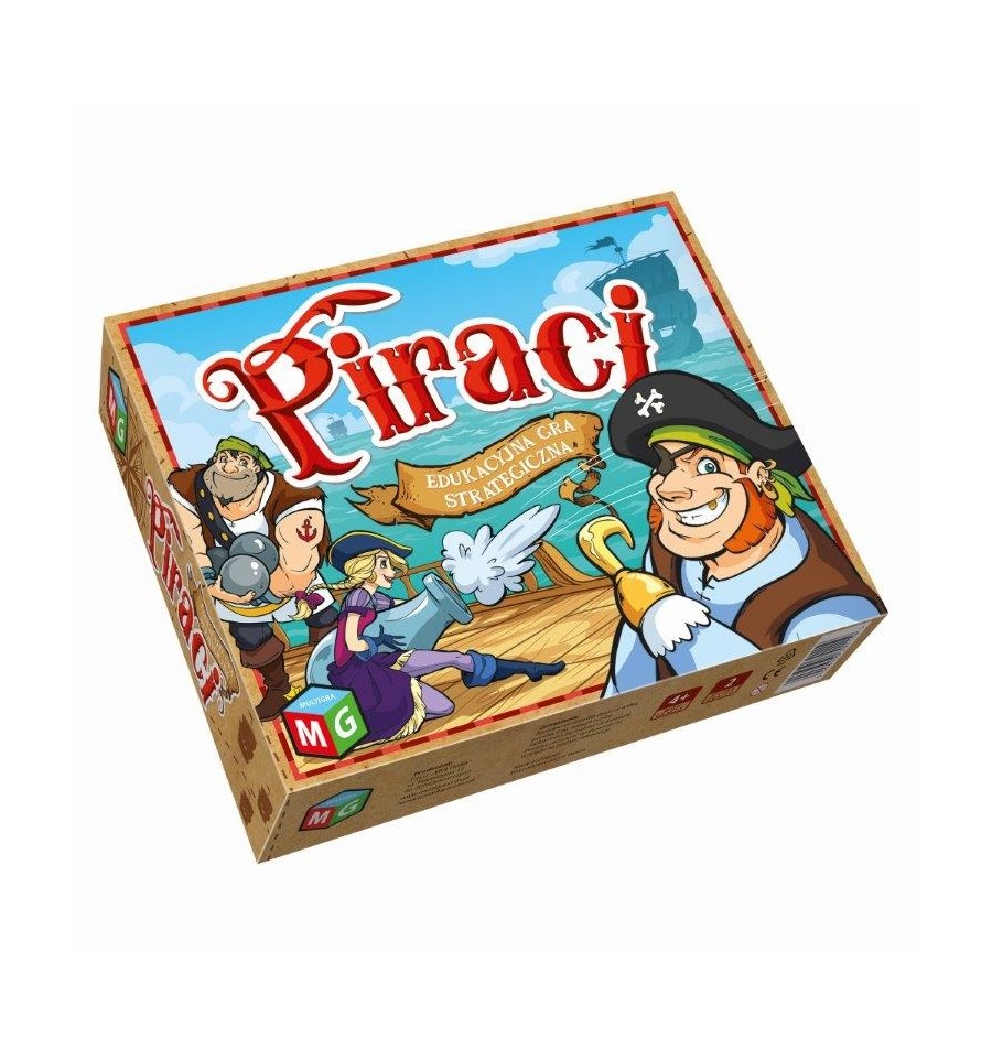 Elementy gry planszowej Piraci – pionki, karty i plansza