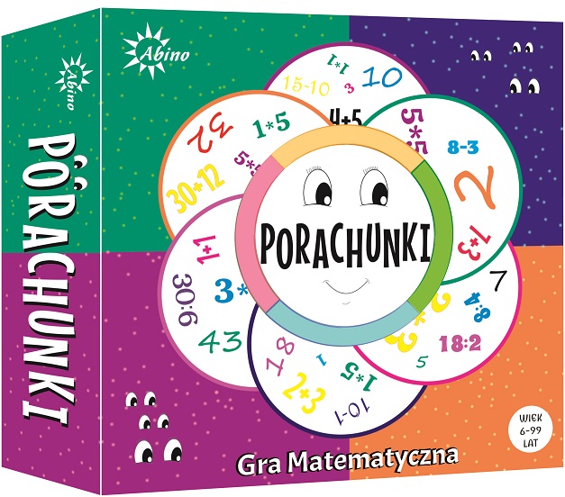 Gra matematyczna Po-Rachunki ABINO - plansza i karty w formacie 170x170 mm