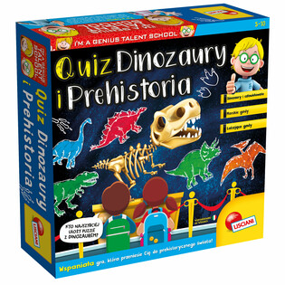 Edukacyjna gra planszowa Quiz Dinozaury i Prehistoria Lisciani - plansza i elementy gry