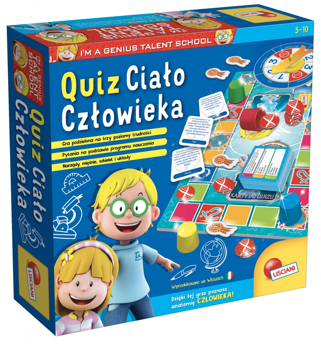 Edukacyjna gra Quiz Ciało Człowieka Lisciani – plansza i karty do nauki anatomii