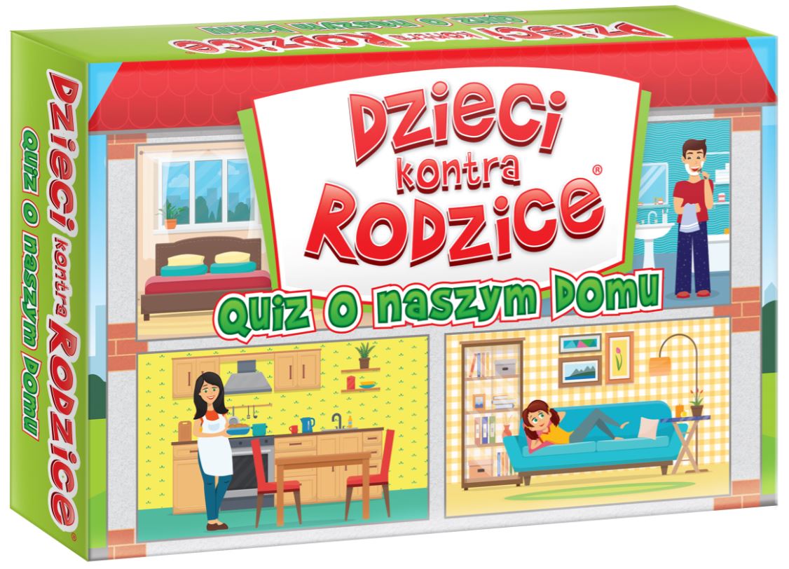 Rodzinna gra karciana Dzieci kontra Rodzice Quiz o naszym domu marki KANGUR z 208 pytaniami