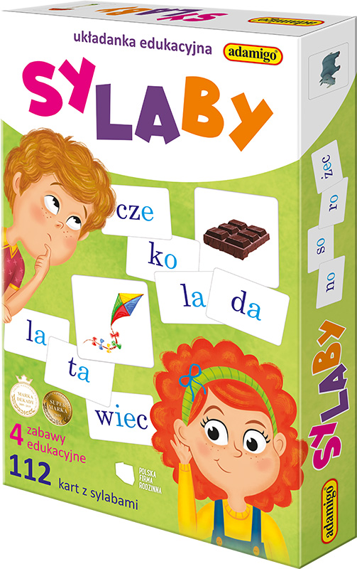 Sylaby – edukacyjna układanka ADAMIGO z 112 kartami sylab i 40 obrazkami