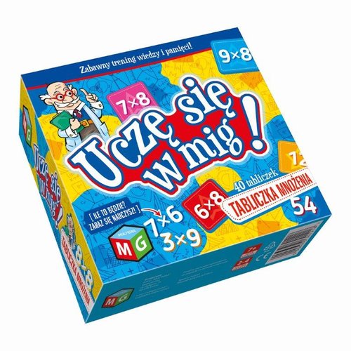 Ilustrowane tabliczki gry Uczę się w mig – Tabliczka mnożenia MULTIGRA na stole