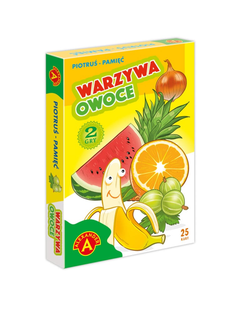 Zestaw 25 kart do gry Piotruś i Pamięć Warzywa i Owoce z ilustracjami
