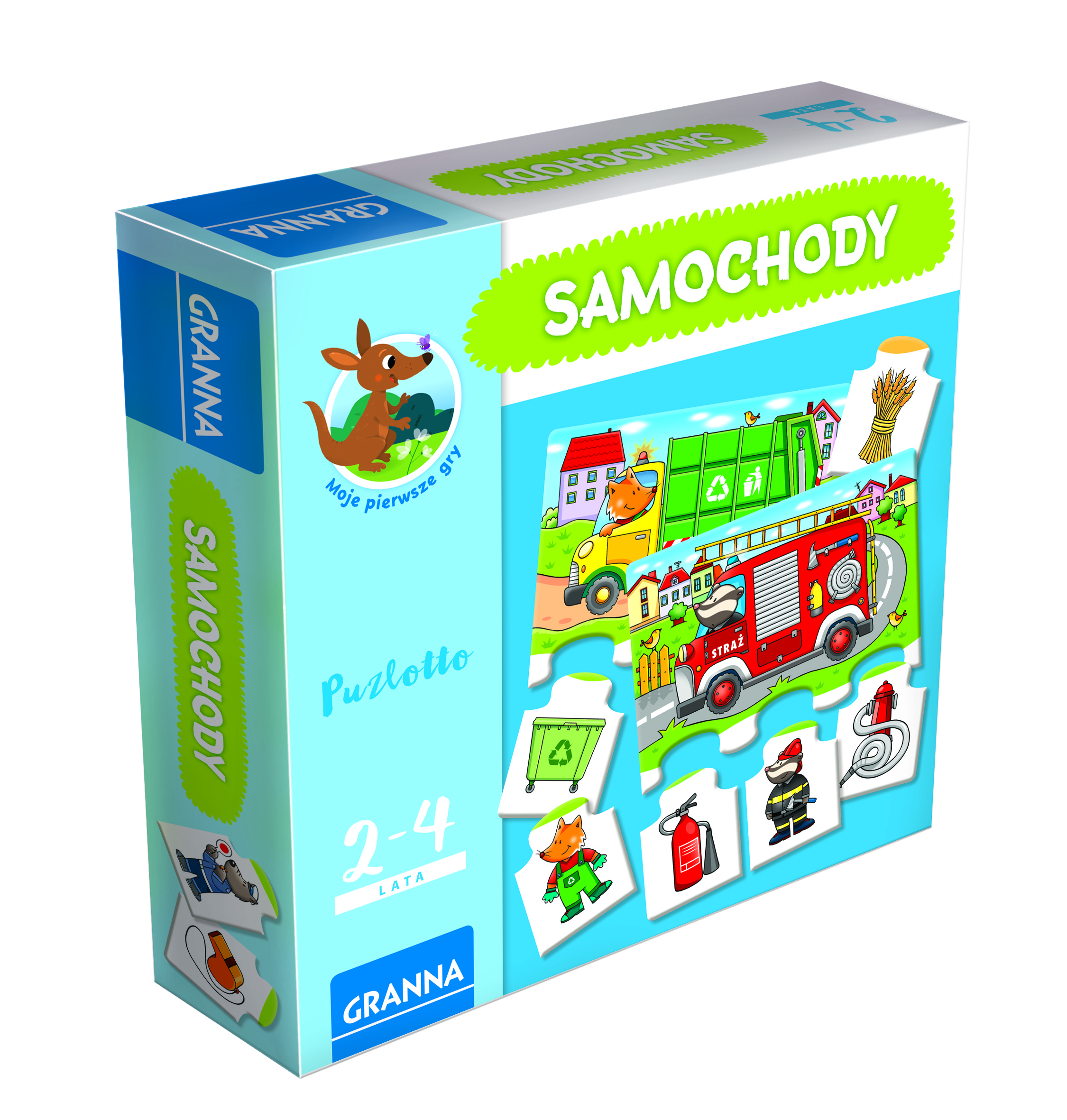 Puzzlotto Samochody – zestaw 6 puzzli edukacyjnych o pojazdach dla dzieci GRANNA
