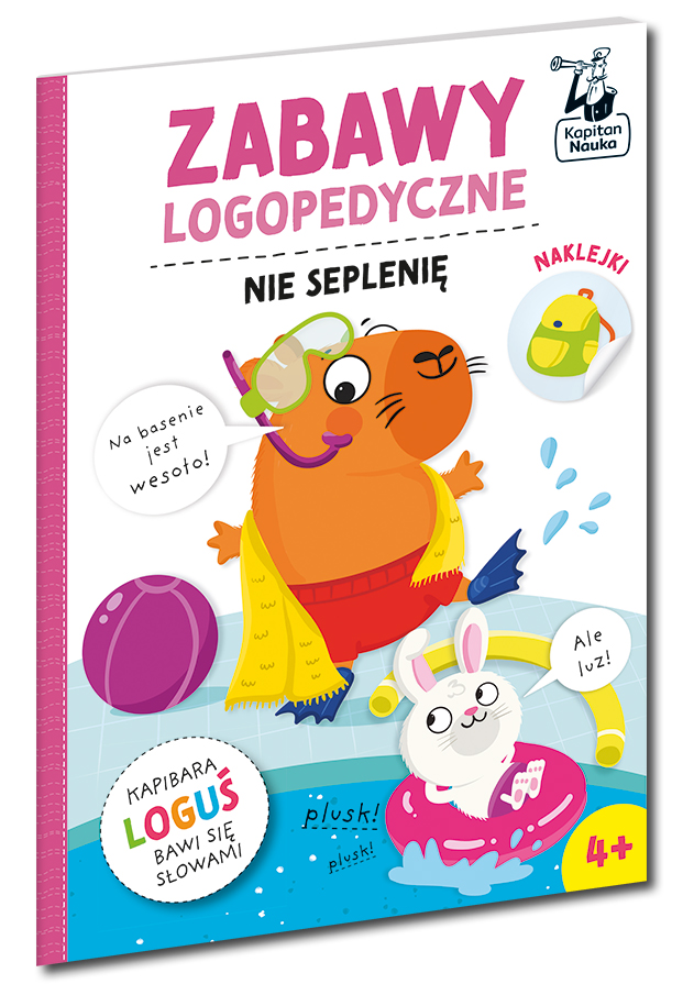 Kapibara Loguś książka logopedyczna Kapitan Nauka z ćwiczeniami głosek syczących dla dzieci 4+