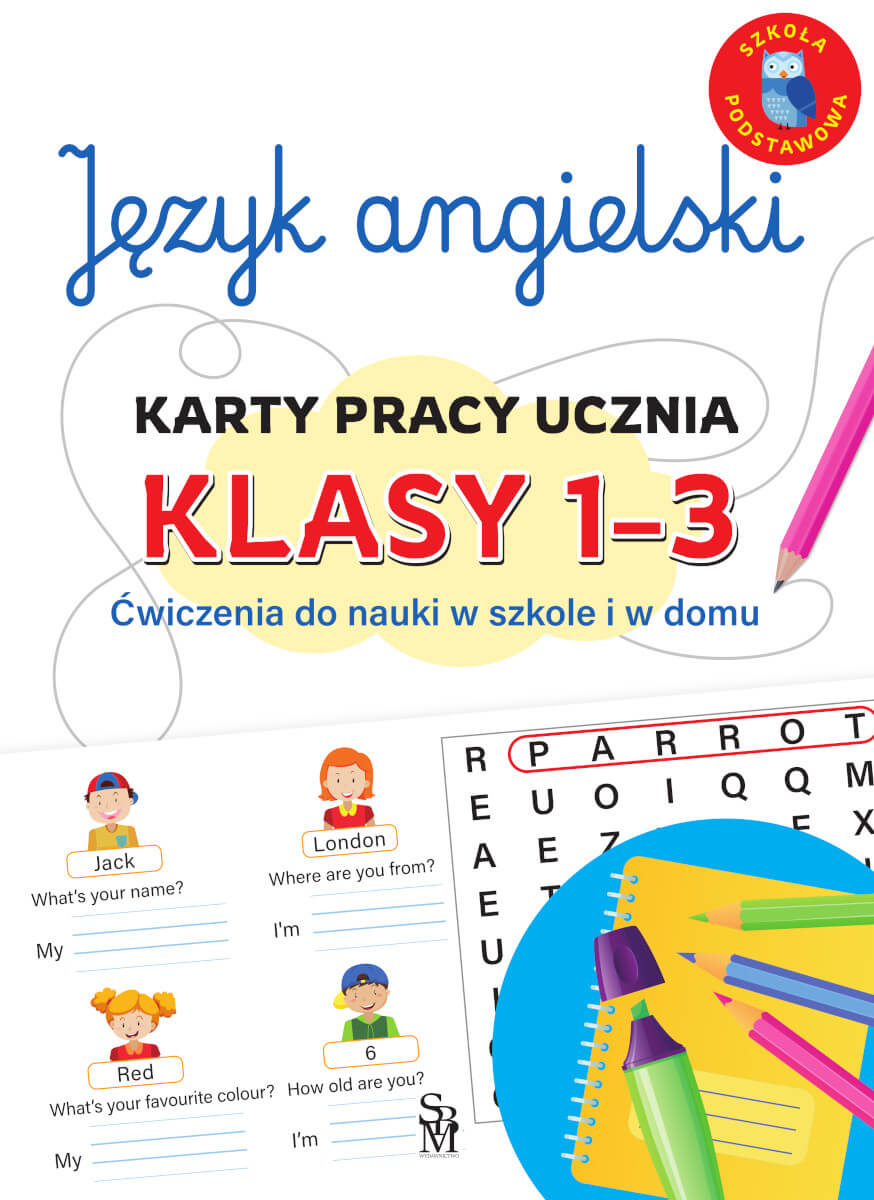 Zestaw kart pracy do języka angielskiego dla klas 1–3 SBM, format 283x206x1 mm