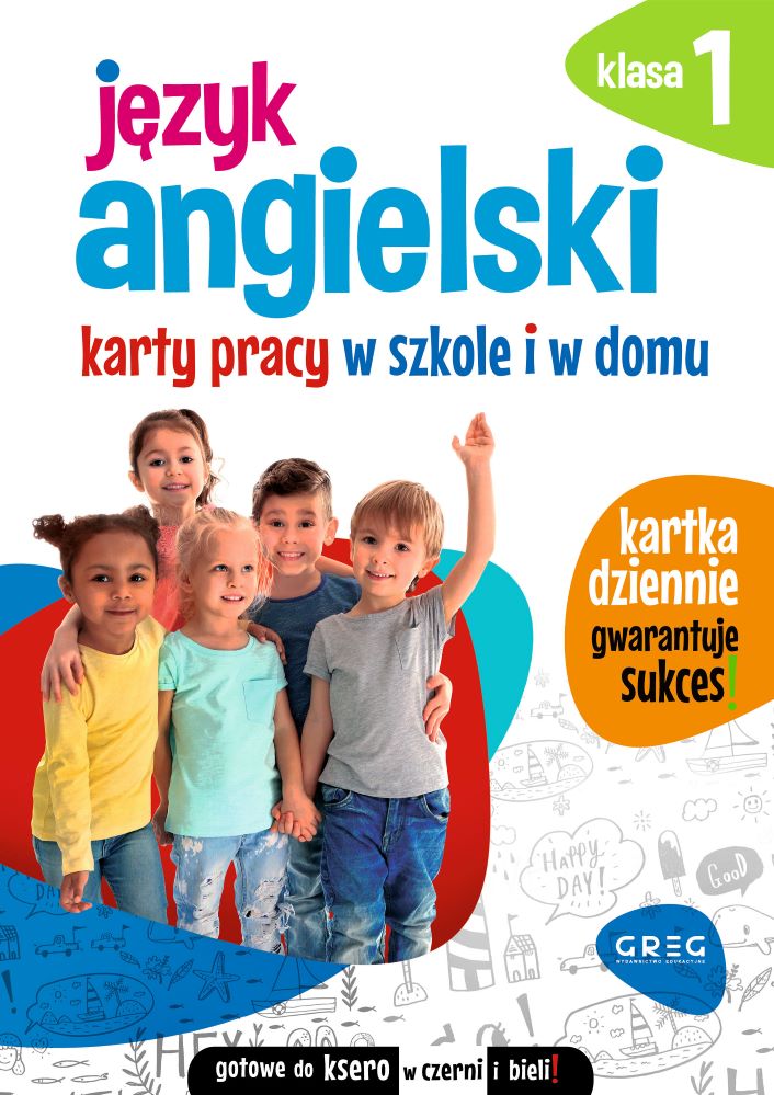 Okładka kart pracy do nauki języka angielskiego dla klasy 1 szkoły podstawowej GREG