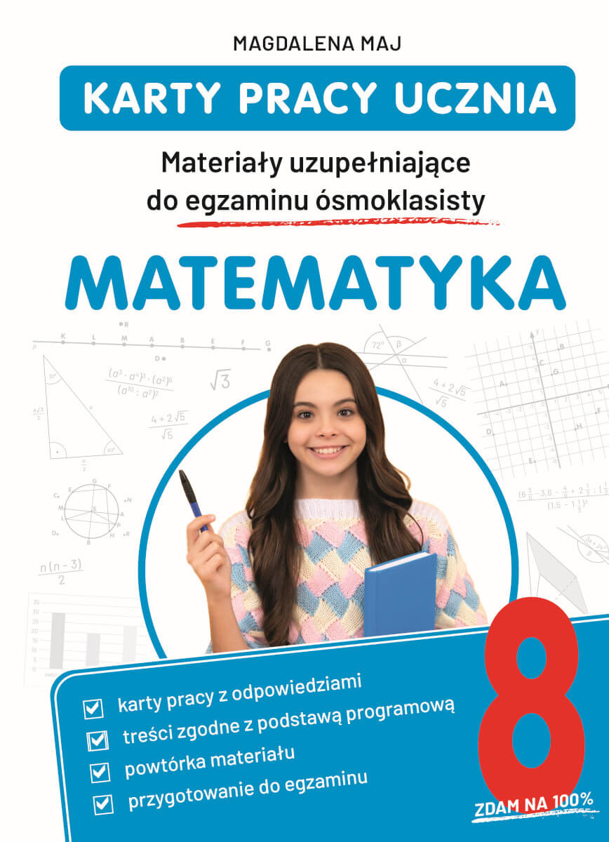 Okładka karty pracy matematycznej SBM do egzaminu ósmoklasisty w formacie 20,8 × 28,2 cm