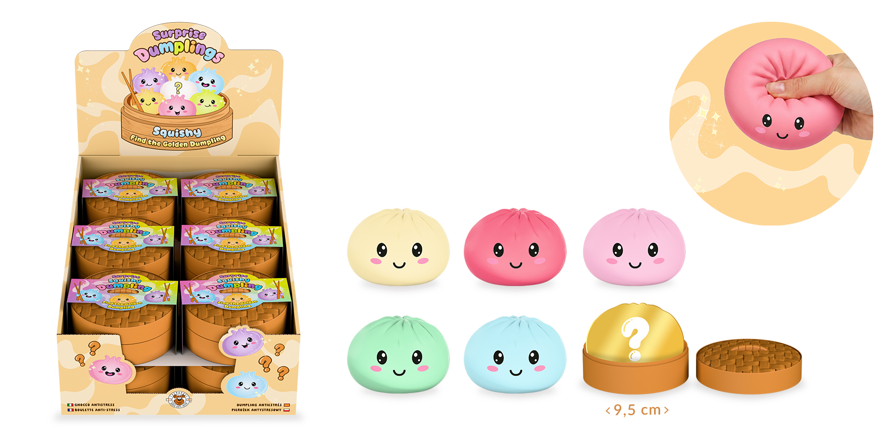 Gniotek Pierożek 9,5 cm TRENDHAUS w kolorowym wariancie sensorycznym