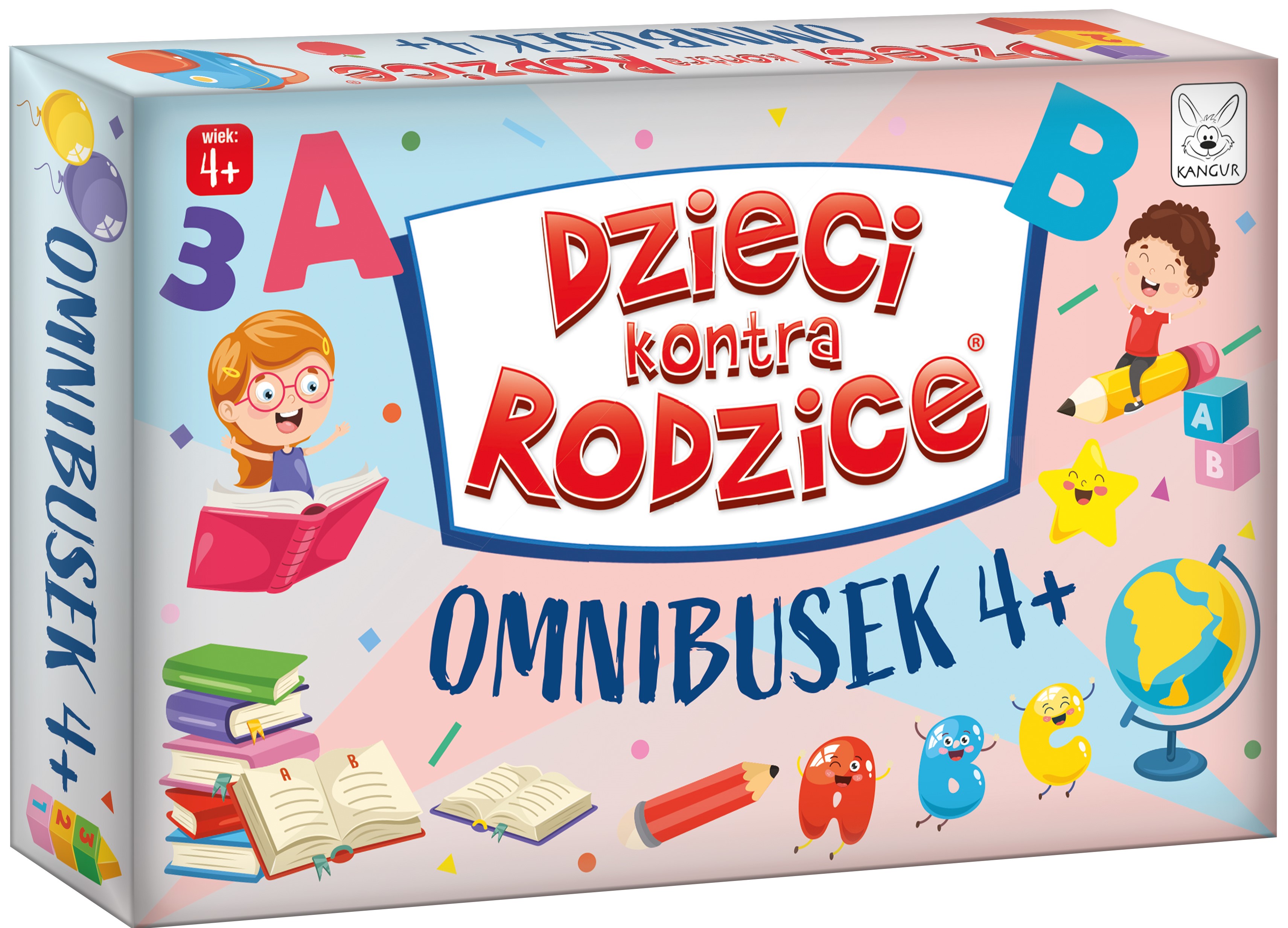 Zestaw 50 kart z zagadkami rysunkowymi w grze Dzieci kontra Rodzice Omnibusek 4+