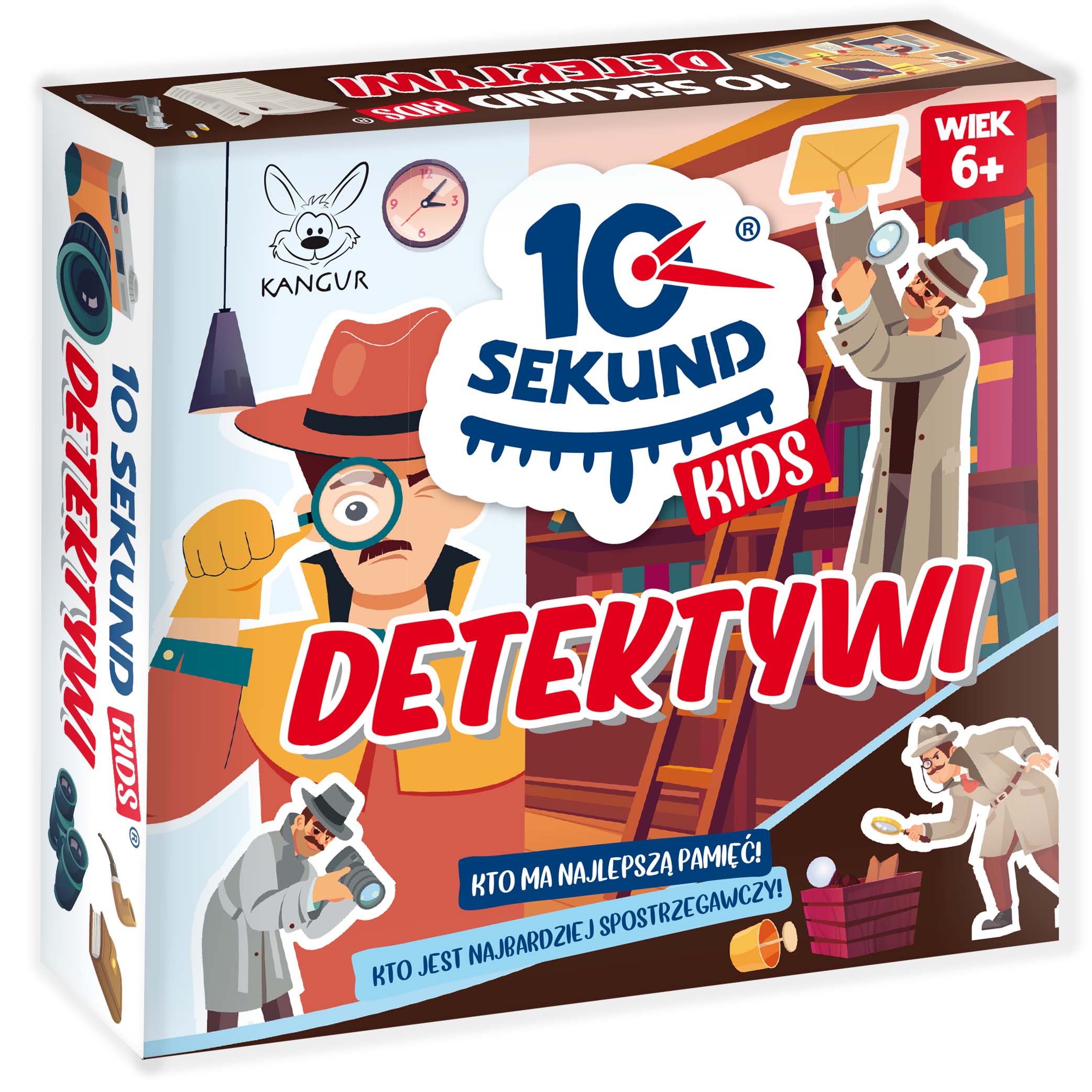 Gra 10 Sekund Kids Detektywi KANGUR – pudełko oraz zestaw kart do gry pamięciowej dla dzieci od 6 lat