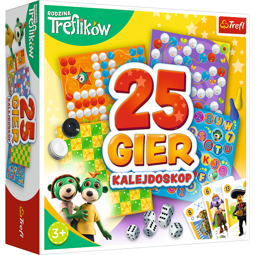Zestaw gier Kalejdoskop 25 Gier Rodzina Treflików od Trefl PAP z planszami i elementami