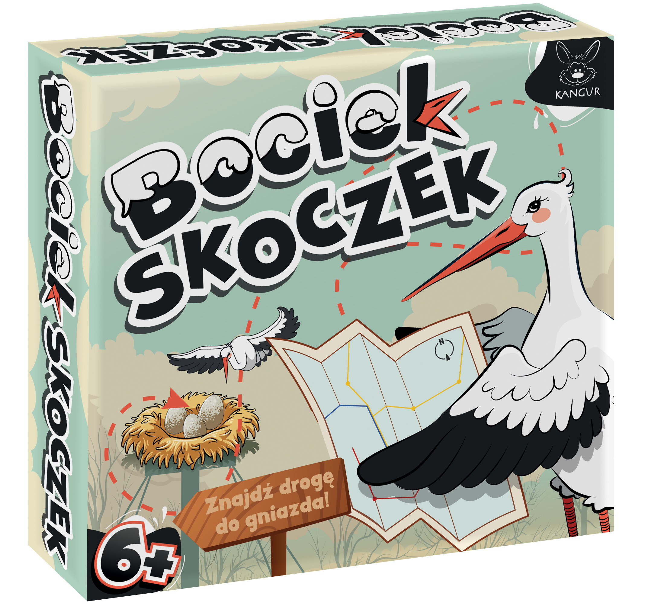 Plansza i pionki gry Bociek Skoczek KANGUR – widok z góry