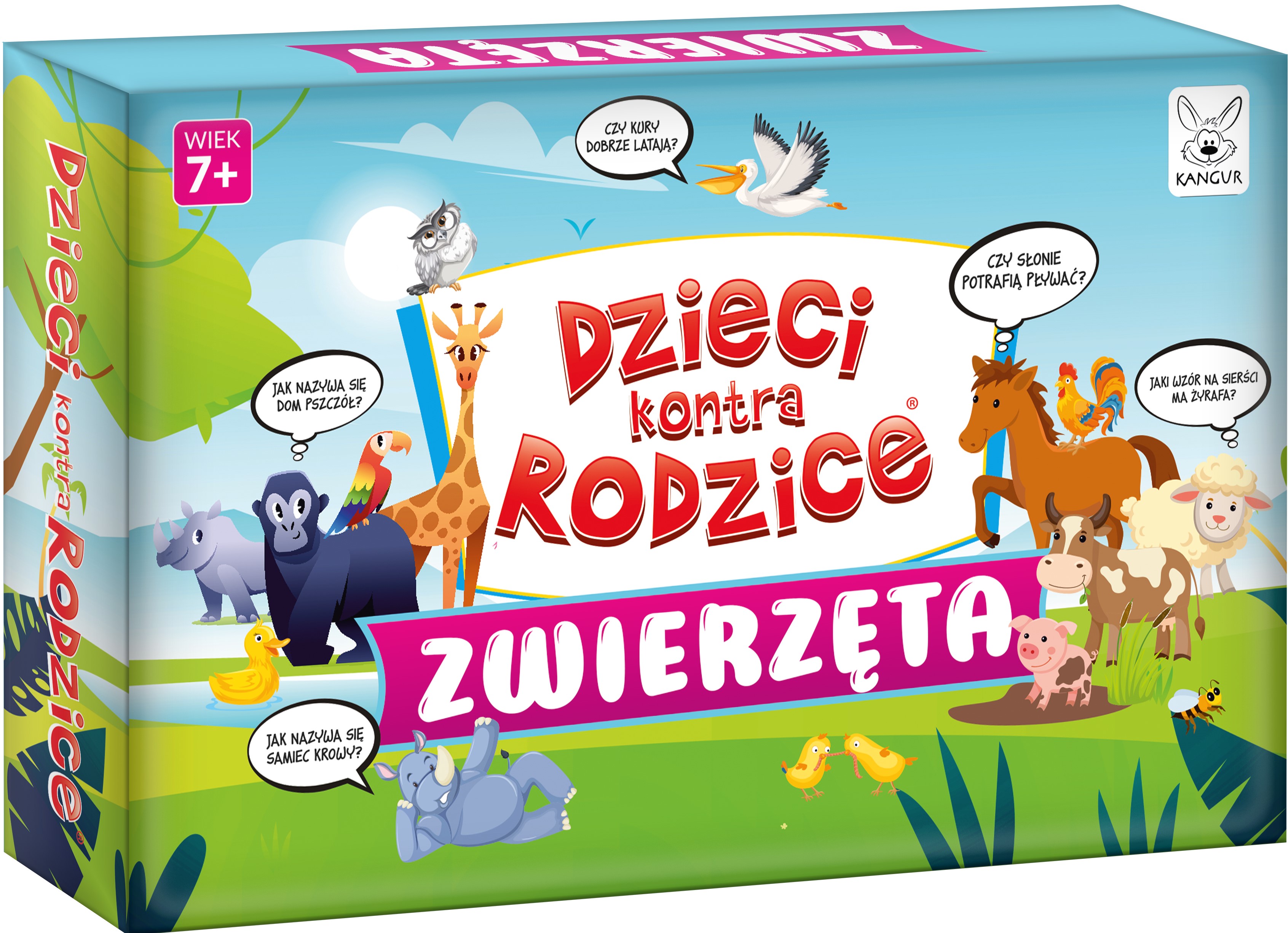 Karty edukacyjne z pytaniami o zwierzętach w grze Dzieci kontra Rodzice Zwierzęta