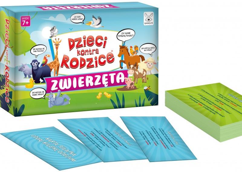 Gra edukacyjna Dzieci kontra Rodzice Zwierzęta KANGUR - pudełko i plansza