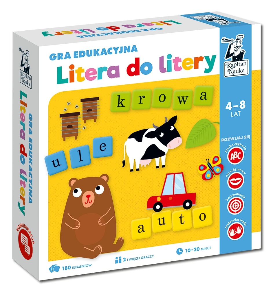 Gra edukacyjna Litera do litery Edgard PAP - pudełko i elementy