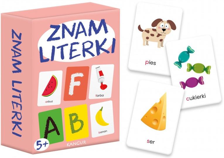 Znam Literki Mini gra edukacyjna KANGUR - kolorowe karty do nauki alfabetu