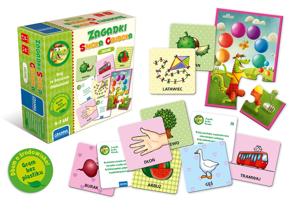 Zagadki Smoka Obiboka Zielone – edukacyjna gra dla dzieci 4-7 lat GRANNA