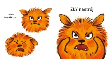 Ilustracja z książki Kiedy Czuję Złość. Wielkie emocje - bohaterowie uczący dzieci rozpoznawania emocji