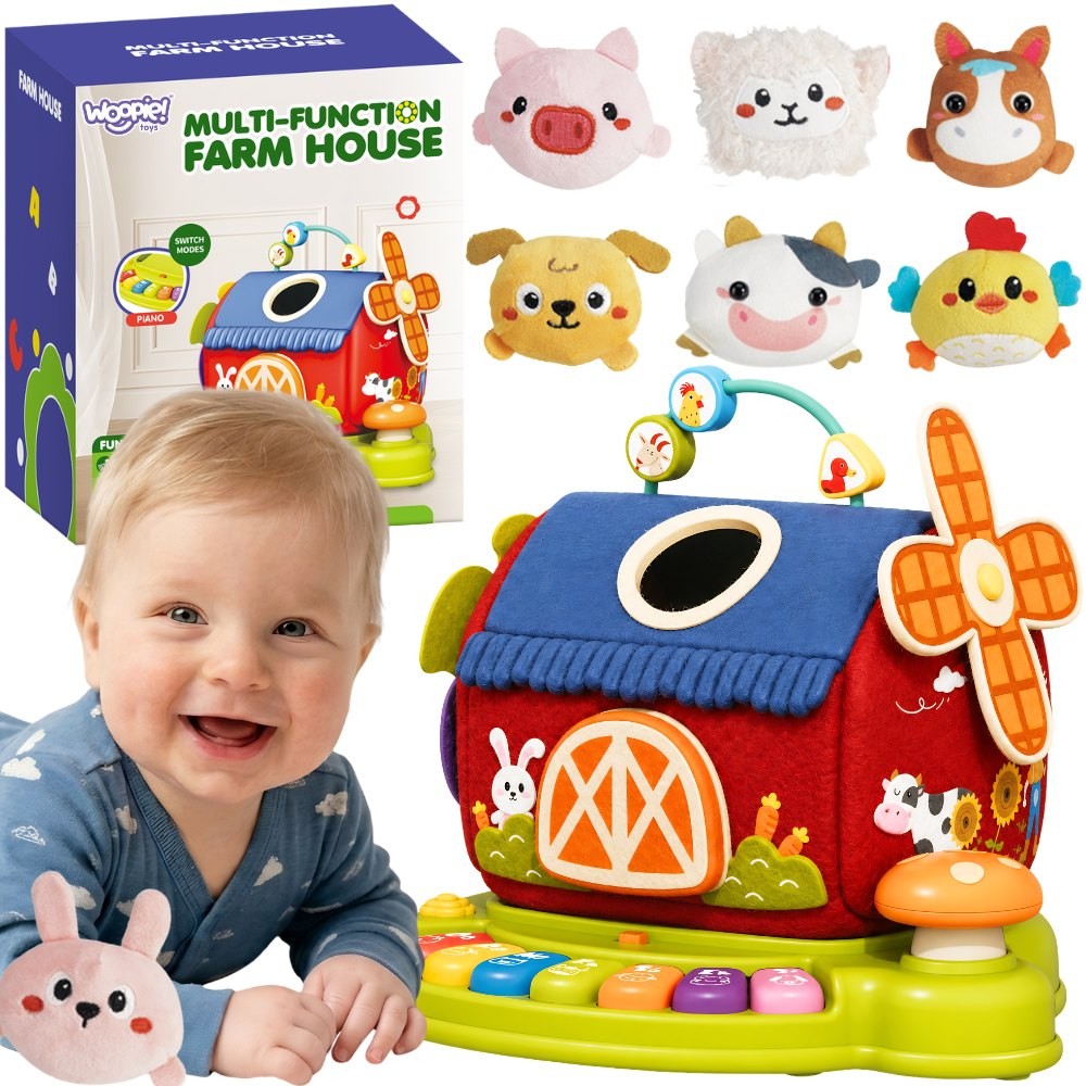 Interaktywny domek Farma WOOPIE BABY z kolorowym pianinkiem i sorterem dla dzieci