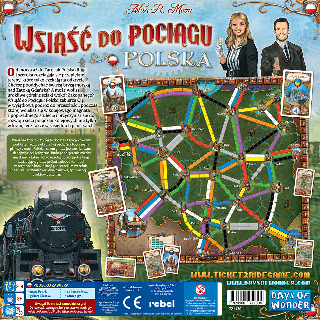 Karty biletów i kart państw w grze Wsiąść do Pociągu Kolekcja Map 6.5 Polska wydawnictwa REBEL