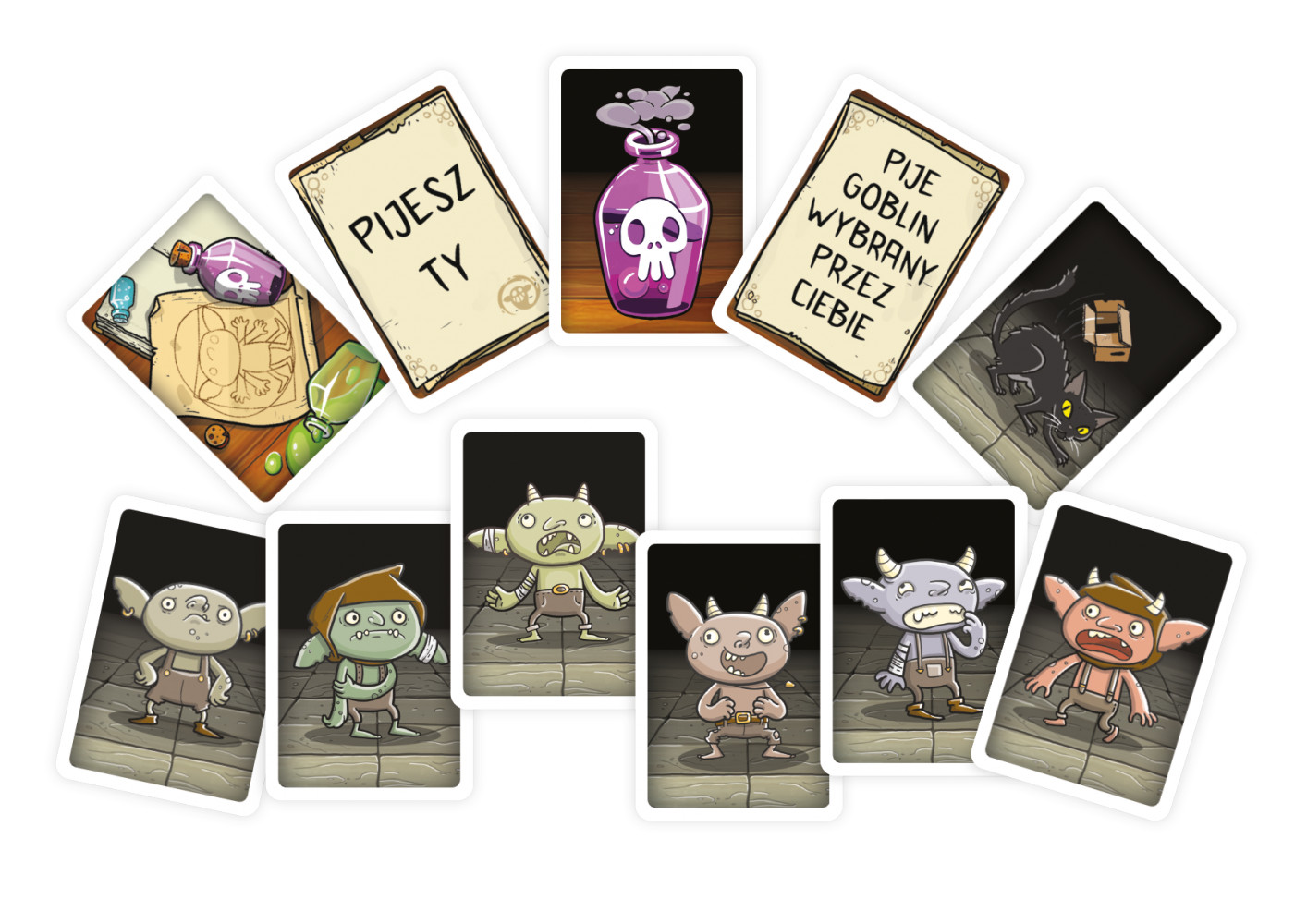 Karty gry Mix Tura z ilustracjami goblinów i mikstur od Muduko PAP