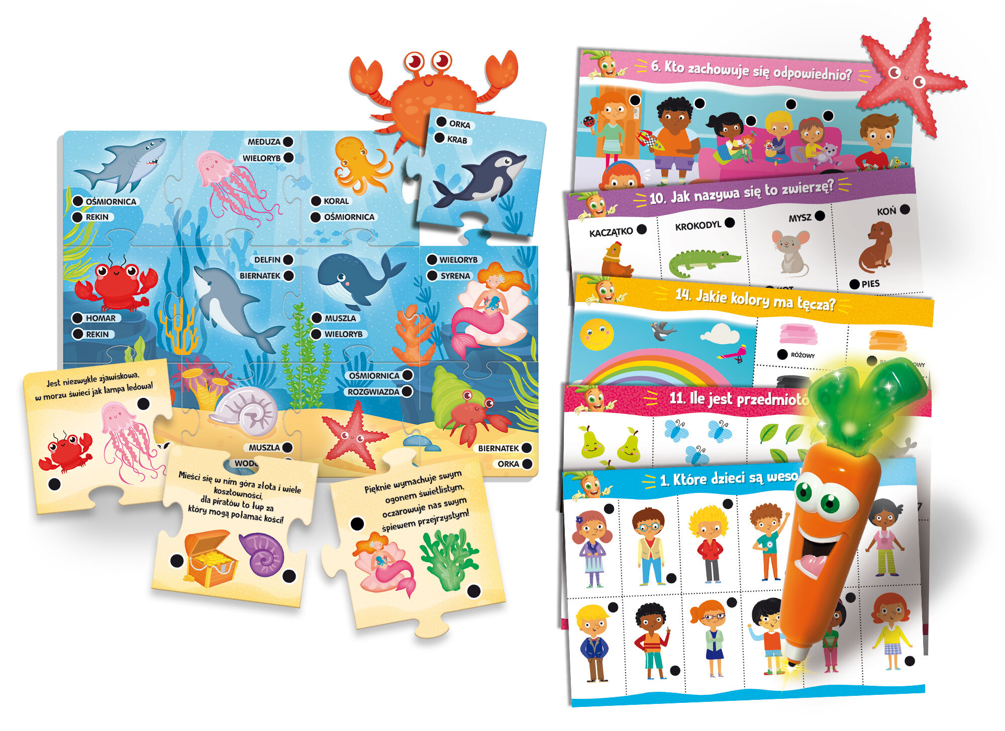 Puzzle z morskimi przyjaciółmi w zestawie edukacyjnym Lisciani Carotina