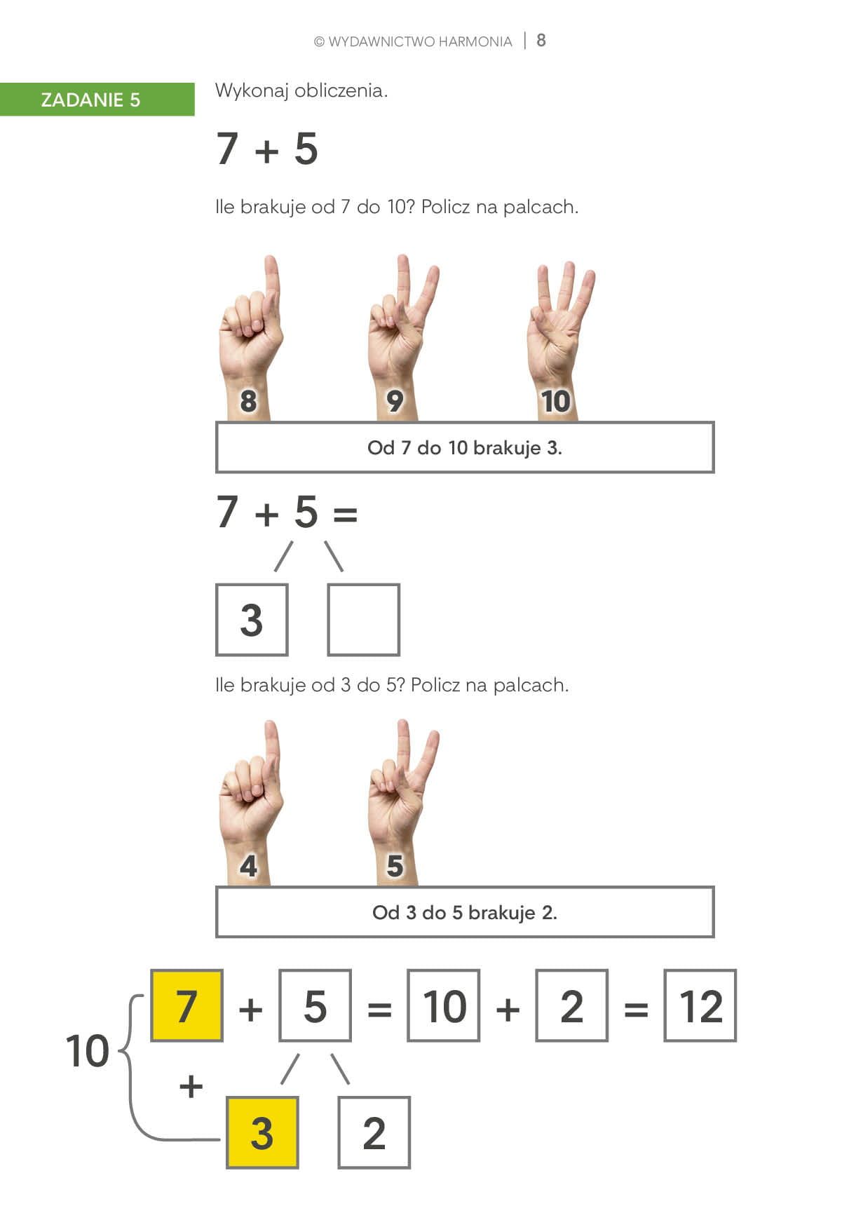 Przykładowe strony z Matematycznych kart pracy część 2 Kazimierza Słupka z ćwiczeniami matematycznymi