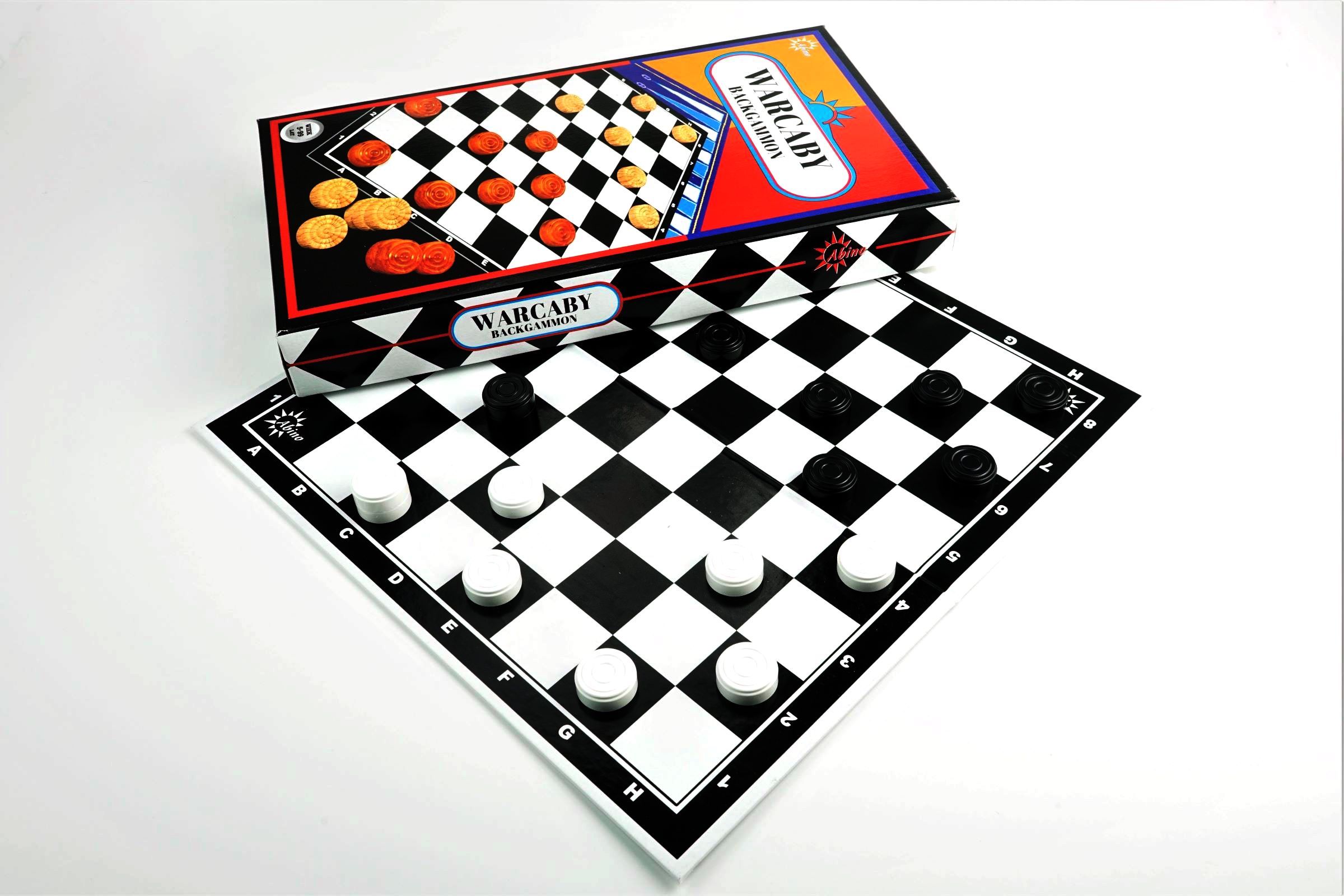 Plansza do gier Warcaby i Backgammon ABINO wraz z kostką i pionkami
