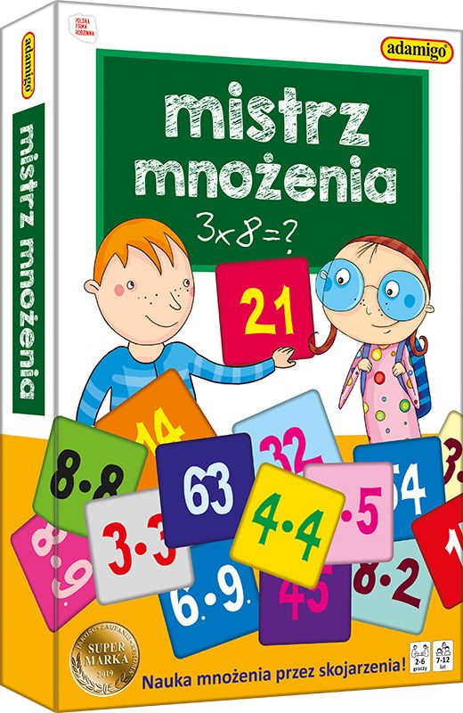 Gra edukacyjna Mistrz Mnożenia ADAMIGO - zestaw kartoników do nauki tabliczki mnożenia
