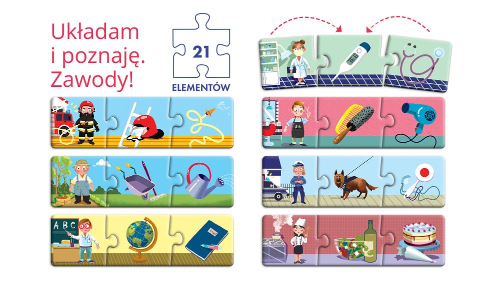Układanki edukacyjne Układam i poznaję Zawody - ilustracje scenek z zawodami