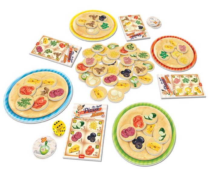 Plansze do gry Ale Pizza Bon Appetit z żetonami i kostką do gry