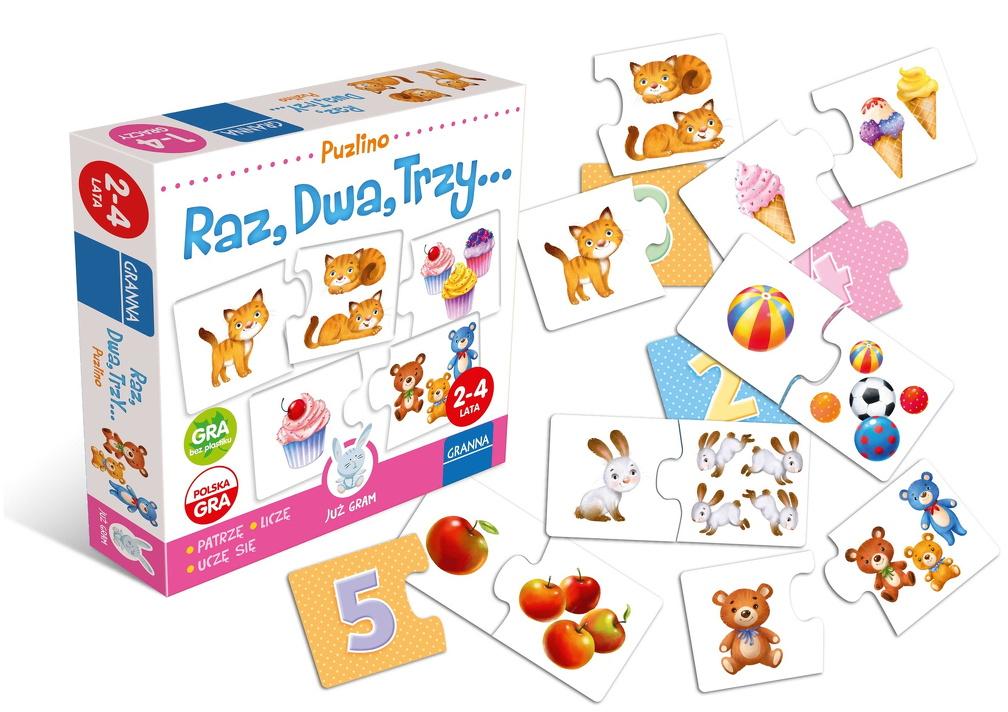 Puzzle edukacyjne Raz, Dwa, Trzy GRANNA kolorowe elementy