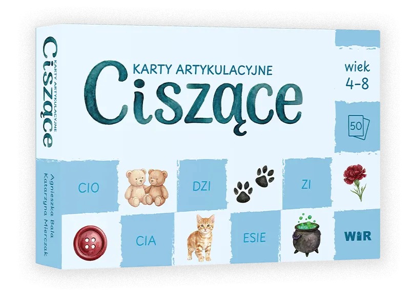 Karty artykulacyjne Ciszące Wir (T) zestaw 50 kart do ćwiczeń głosek ś, ź, ć, dź dla dzieci 4–8 lat