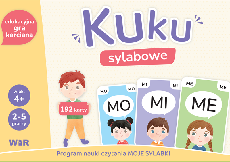 Edukacyjna gra karciana Kuku sylabowe Wir (T) z kartami do nauki czytania