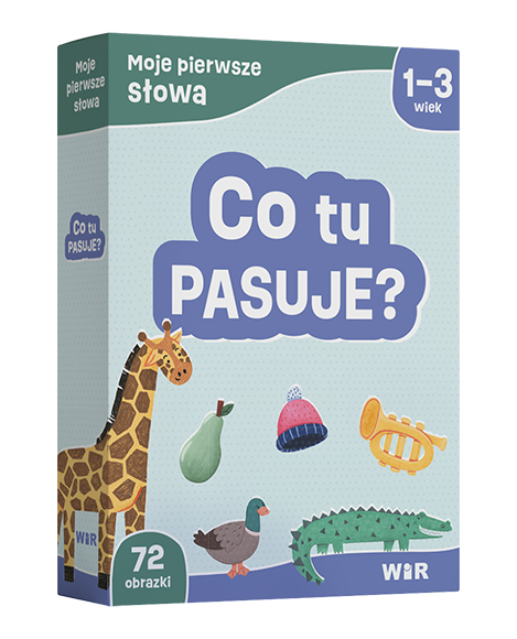 Zestaw obrazkowy Moje pierwsze słowa. Co tu pasuje? wydawnictwa Wir (T), 72 kolorowe obrazki na 12 planszach